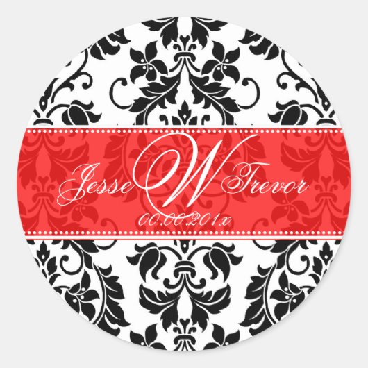 Sticker Rond PixDezines Monogram Tanza Damask, do-it-yourself a (Devant)