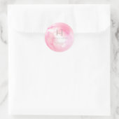 Sticker Rond PixDezines Monogramme Aquarelle rose framboise (Sac)