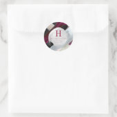 Sticker Rond PixDezines Monogramme, Blush+Aquarelle Bourgogne (Sac)