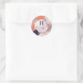 Sticker Rond PixDezines Monogramme, Blush+Bloc de couleurs Navy (Sac)