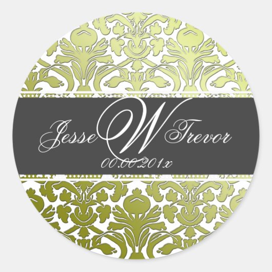 Sticker Rond PixDezines monogramme de la flore damask, couleur  (Devant)