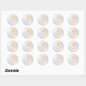 Sticker Rond PixDezines Monogramme Holographique Couleur Faux F (Feuille)