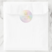 Sticker Rond PixDezines Monogramme Holographique Couleur Faux F (Sac)