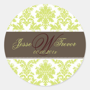 Sticker Rond PixDezines monogramme paloma damask, do-it-yoursel