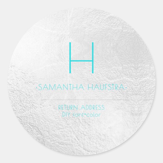 Sticker Rond PixDezines Monogramme Platine+Aqua (Devant)