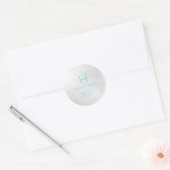 Sticker Rond PixDezines Monogramme Platine+Aqua (Enveloppe)