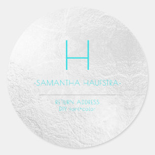 Sticker Rond PixDezines Monogramme Platine+Aqua