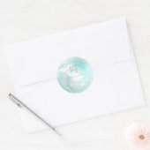 Sticker Rond PixDezines Monogramme Platine+Aqua (Enveloppe)