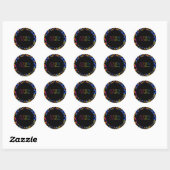 Sticker Rond PixDezines Neons Typographie Bar Mitzvah Logo (Feuille)