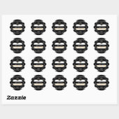 Sticker Rond PixDezines noir+blanc rayures mitzvah retour ajout (Feuille)