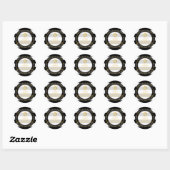 Sticker Rond PixDezines noir+blanc rayures mitzvah retour ajout (Feuille)