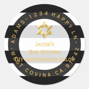 Sticker Rond PixDezines noir+blanc rayures mitzvah retour ajout
