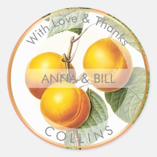 Sticker Rond PixDezines Orchard/Pêches/do-it-yourself Merci (Devant)