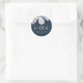 Sticker Rond PixDezines Palms Monogram Blush Silver, Merci (Sac)