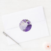 Sticker Rond PixDezines Papillons Quinceanera, Violet foncé dan (Enveloppe)