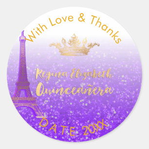 Sticker Rond PixDezines Paris/Sweet 15/Gold Crown/DO-IT-YOURSEL