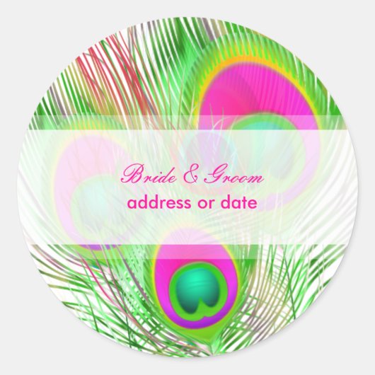 Sticker Rond PixDezines Peacock Feather/diyfont couleur (Devant)