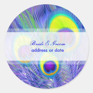 Sticker Rond PixDezines Peacock Feather/do-it-yourself couleur 