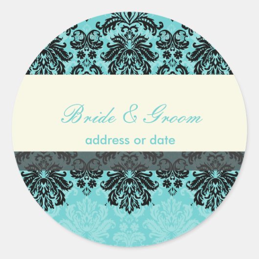 Sticker Rond PixDezines Piqué Damask, velours aqua (Devant)