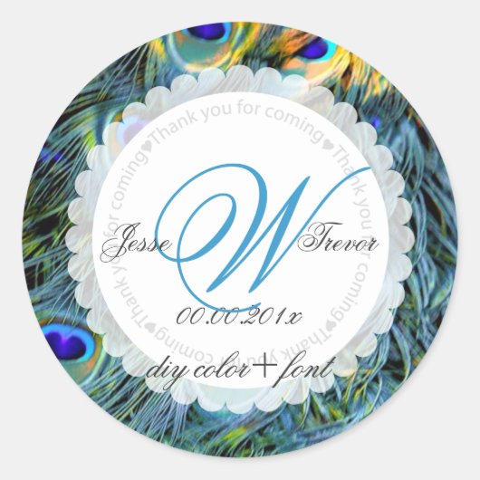 Sticker Rond PixDezines plumes de paon (Devant)