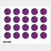 Sticker Rond PixDezines plumes de paon (Feuille)