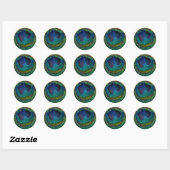 Sticker Rond PixDezines plumes de paon (Feuille)