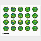 Sticker Rond PixDezines plumes de paon (Feuille)