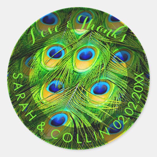 Sticker Rond PixDezines plumes de paon (Devant)