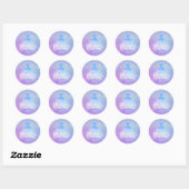 Sticker Rond PixDezines Quinceanera Aqua+Violet Gown (Feuille)