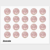 Sticker Rond PixDezines Quinceanera H2 Rose Robe d'or (Feuille)