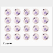 Sticker Rond PixDezines Quinceanera Rose violet Or H2 Fleurs (Feuille)
