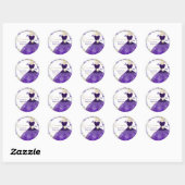 Sticker Rond PixDezines Quinceanera Violet Violet Parties scint (Feuille)