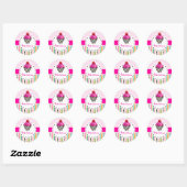 Sticker Rond PixDezines rayures+treillis+cupcake/do-it-yourself (Feuille)
