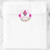 Sticker Rond PixDezines rayures+treillis+cupcake/do-it-yourself (Sac)