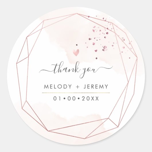 Sticker Rond PixDezines Rose Gold Gem cadre facette pierre (Devant)