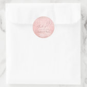 Sticker Rond PixDezines Rose Gold Snow Bokeh+Confetti Merci (Sac)