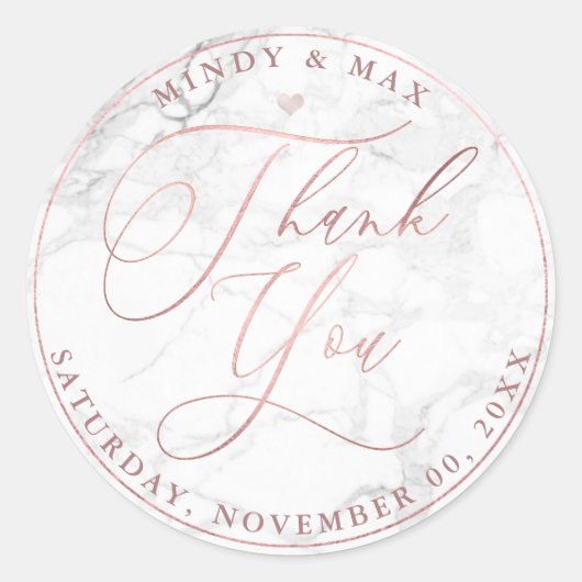 Sticker Rond PixDezines ROSE OR ROMANTIQUE SCRIPT MERCI (Devant)