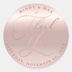 Sticker Rond PixDezines ROSE OR ROMANTIQUE SCRIPT MERCI