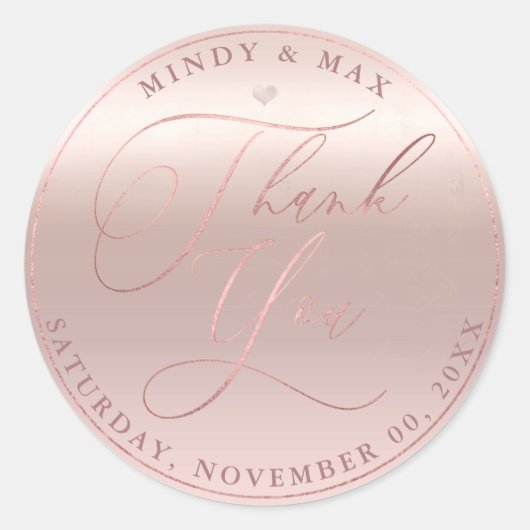 Sticker Rond PixDezines ROSE OR ROMANTIQUE SCRIPT MERCI (Devant)