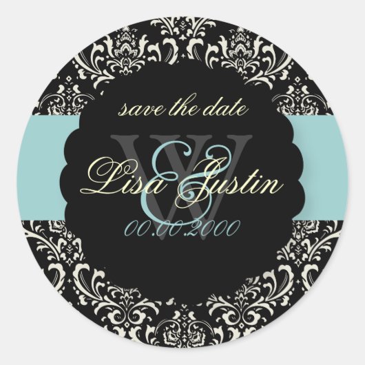 Sticker Rond PixDezines Rossi Damask/Black+Blue (Devant)