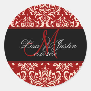 Sticker Rond PixDezines Rossi Damask, couleur personnalisée!!!!