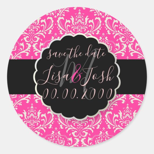 Sticker Rond PixDezines Rossi Damask, Monogramme do-it-yourself (Devant)
