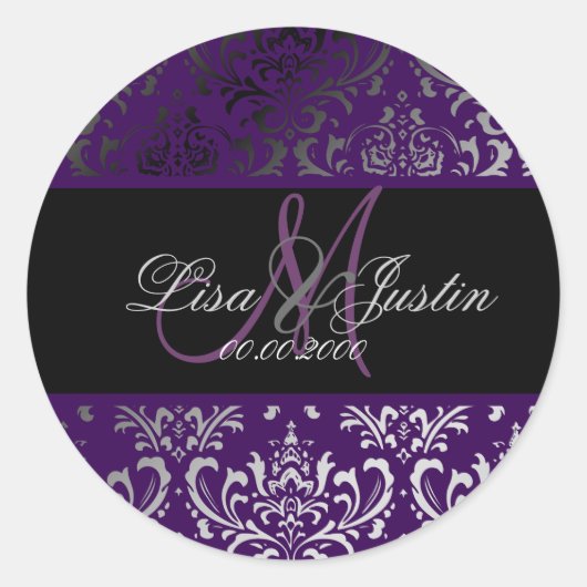 Sticker Rond PixDezines Rossi Damask, monogramme/do-it-yourself (Devant)