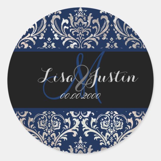 Sticker Rond PixDezines Rossi Damask, monogramme/do-it-yourself (Devant)