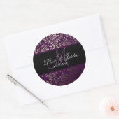 Sticker Rond PixDezines Rossi Damask, monogramme/do-it-yourself (Enveloppe)