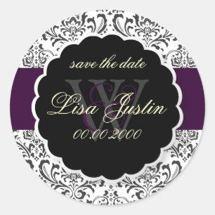 Sticker Rond PixDezines Rossi Damask/Purple, do-it-yourself Cou