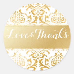 Sticker Rond PixDezines rossi damask/vintage faux or