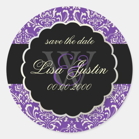 Sticker Rond PixDezines Rossi Damask/Violet (Devant)