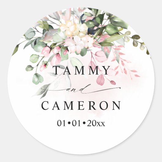 Sticker Rond PixDezines Rustique Aquarelle Gomme Roue Eucalyptu (Devant)