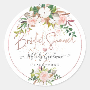 Sticker Rond PixDezines Rustique H2 Coton+Roses Salle de Mariag